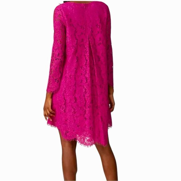 Sz 2 Adam Lippes Collective Long Sleeve Trapeze Pink Lace Dress $445 MSRP - Picture 3 of 11